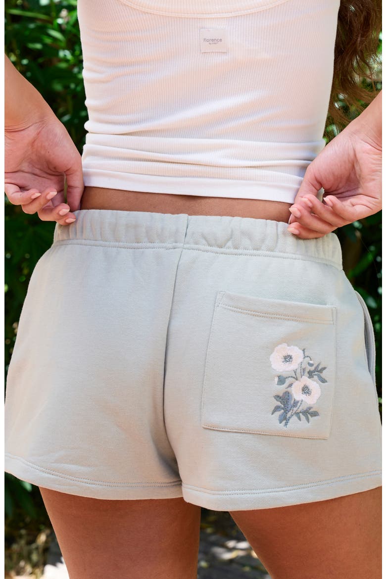 Embroidered Sweat Shorts, Alternate, color, DESERT SAGE