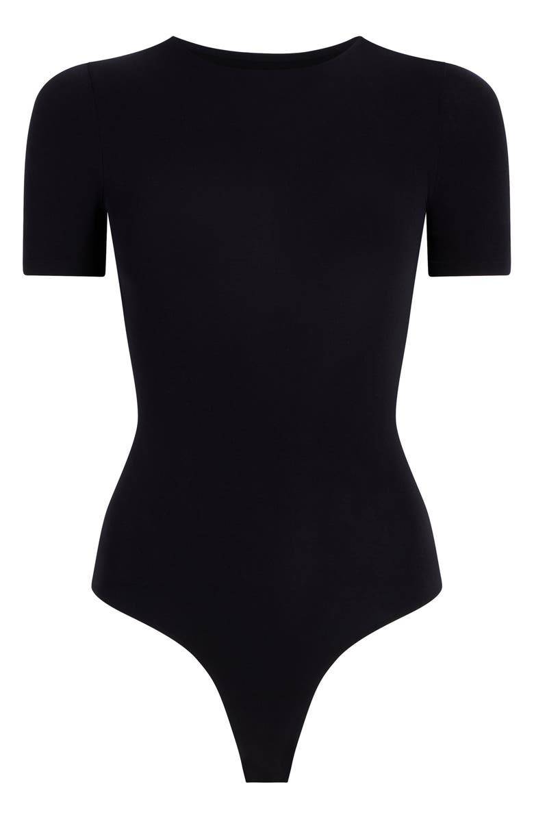 Commando Ballet Short Sleeve Bodysuit, Alternate, color, Black