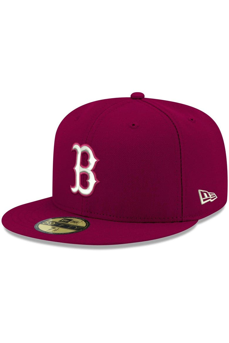 Men's New Era Cardinal Boston Red Sox White Logo 59FIFTY Fitted Hat, Main, color, Cardinal