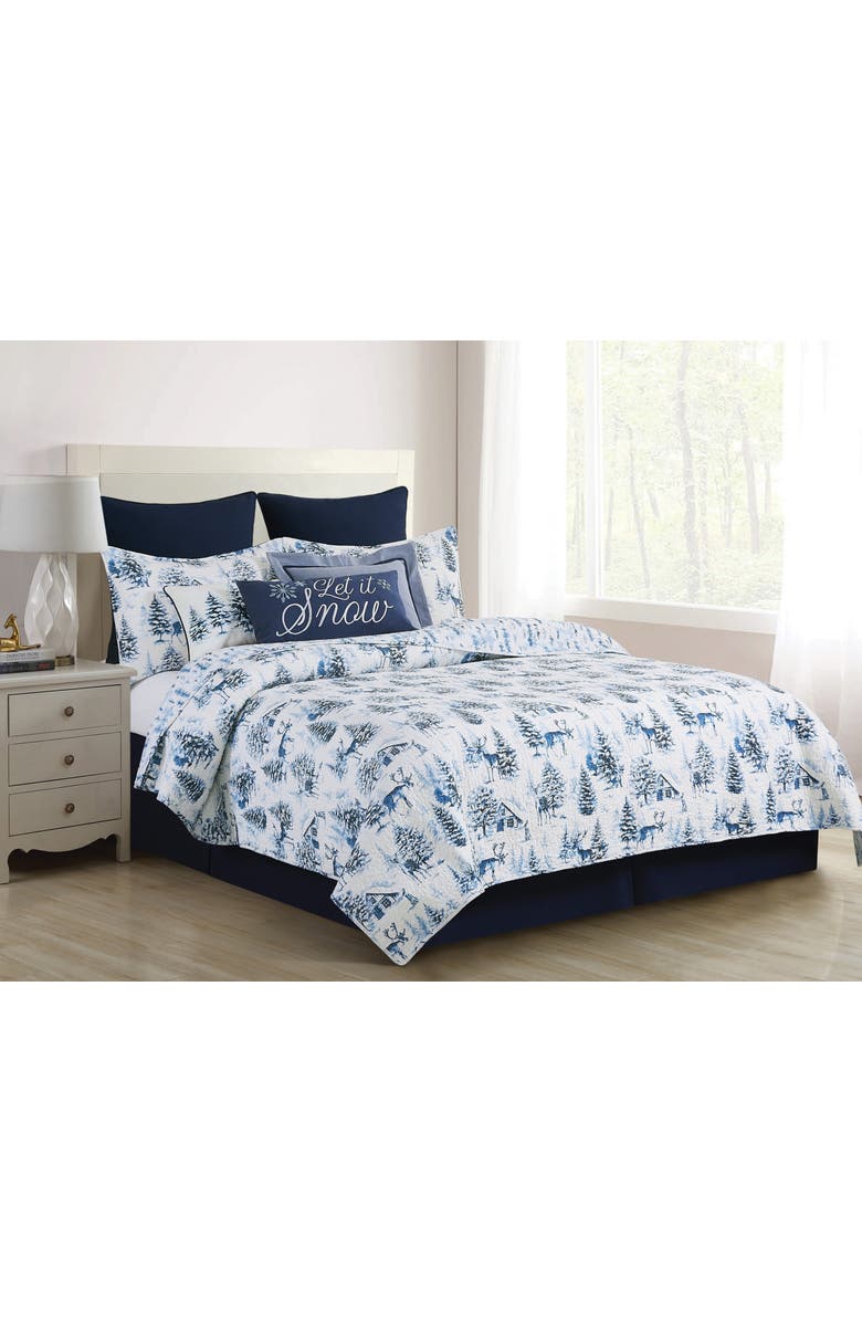 C&F Home Frasier Cotton Quilt Set  - Reversible and Machine Washable, Main, color, Blue