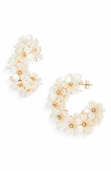 NORDSTROM RACK Pearly Flower Hoop Earrings