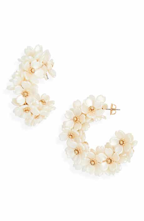 NORDSTROM RACK Pearly Flower Hoop Earrings