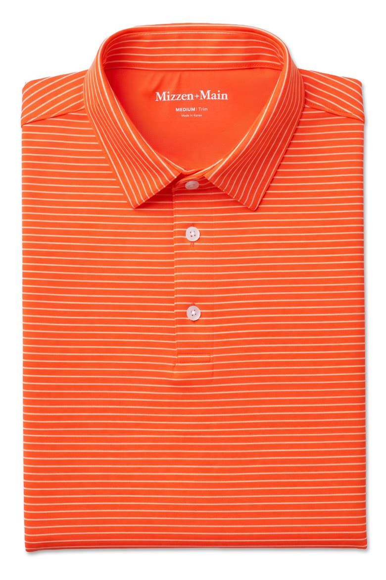 Versa Trim Fit Stripe Performance Polo, Alternate, color, ORANGE ALTERNATING STRIPE