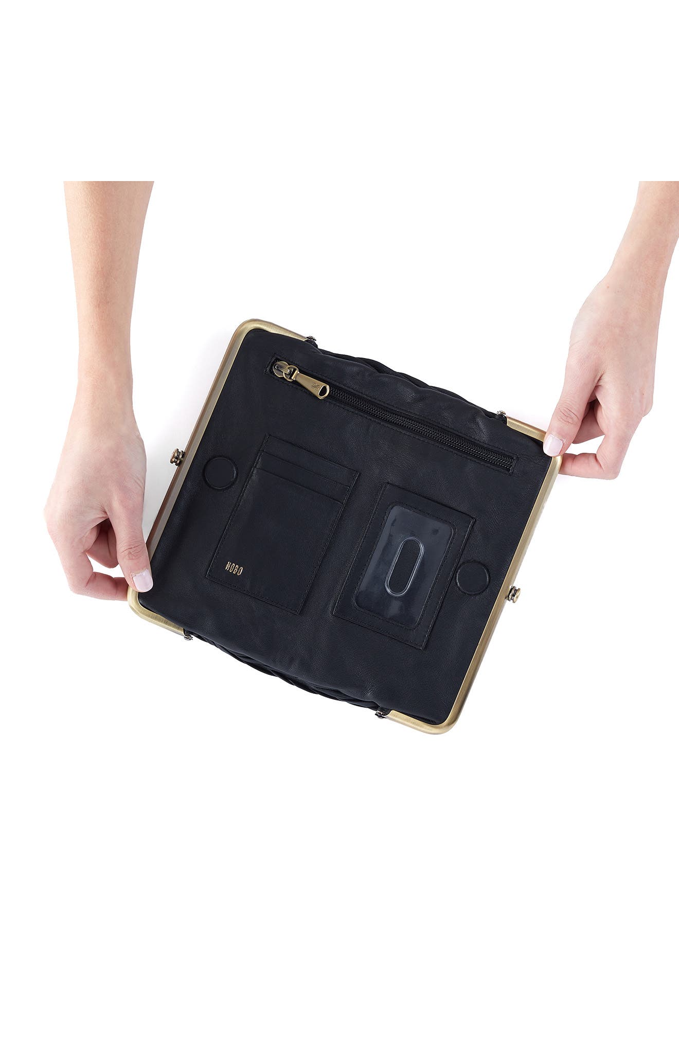 HOBO Lauren Leather Double Frame Clutch, Alternate, color, 