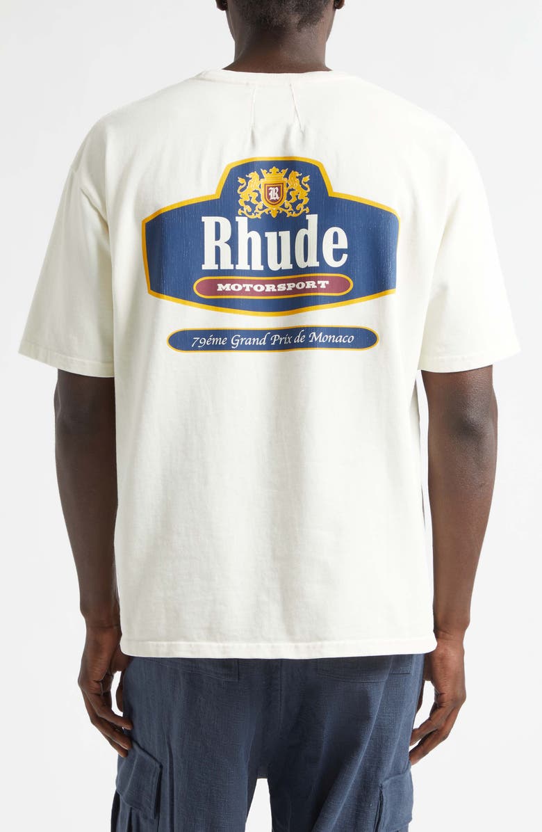 Rhude Racing Crest Graphic T-Shirt, Alternate, color, Vintage White/ Navy