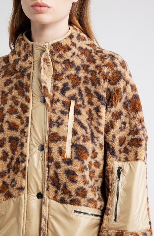 Dra Lucien Leopard Mixed Media Jacket In Brown
