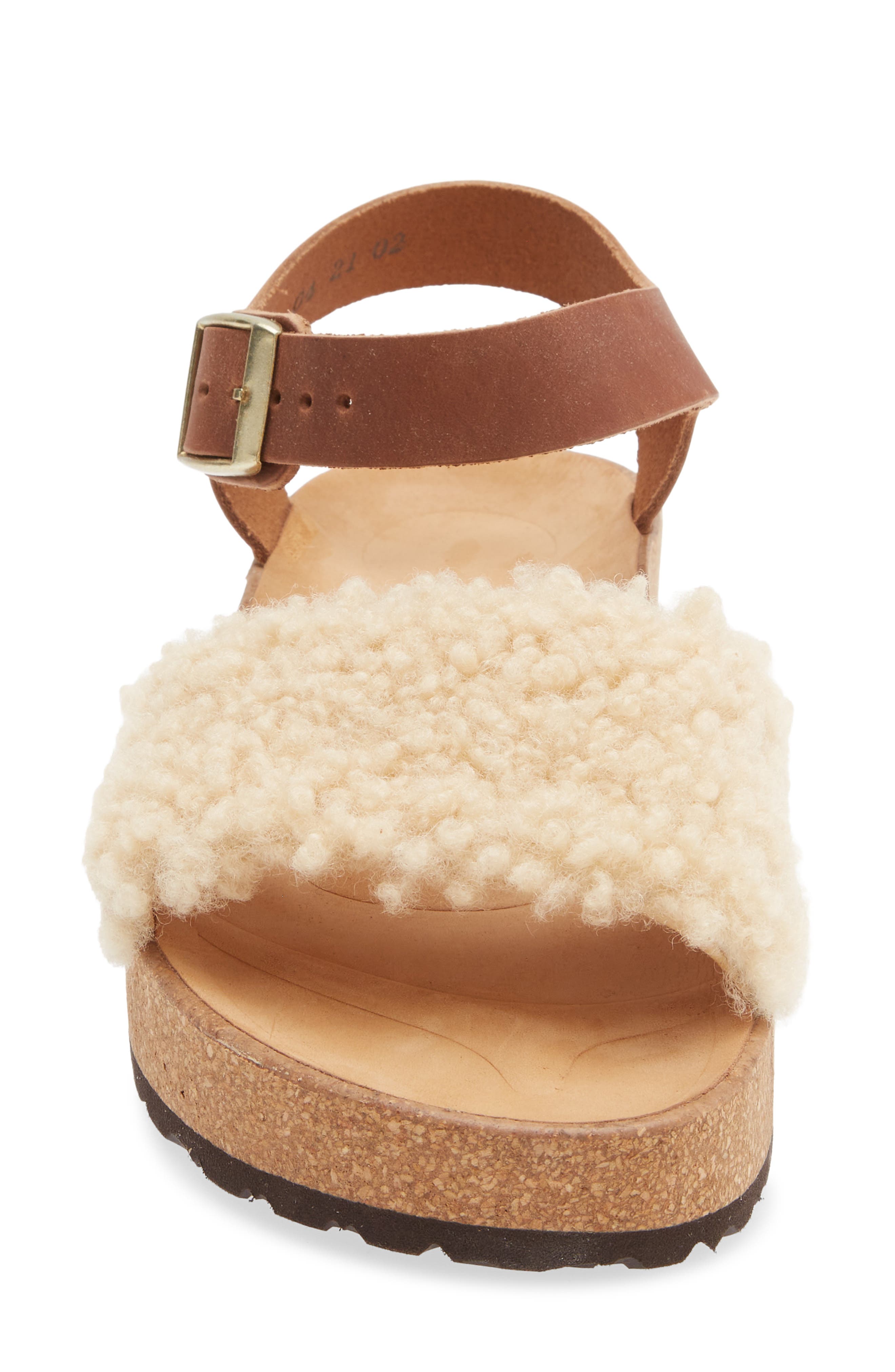 Glenda Genuine Shearling Platform Sandal, Alternate, color, COGNAC