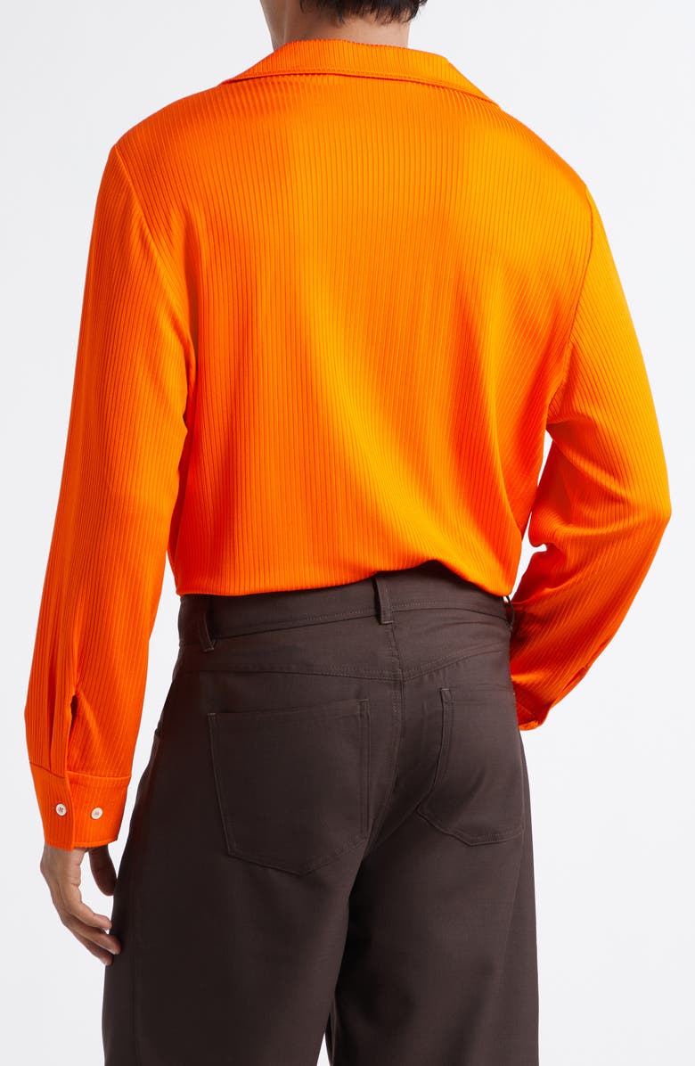 Séfr Darian Notch Collar Rib Button-Up Shirt, Alternate, color, Tangerine Viscose Rib