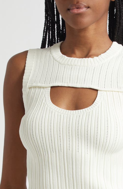 Ramy Brook Morgann Cutout Sleeveless Rib Knit Top In White