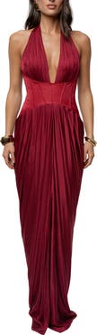 JLUXLABEL Drape & Destiny Halter Dress