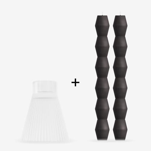 Ozaiz Zai Geometric Pillar Candle In Gray