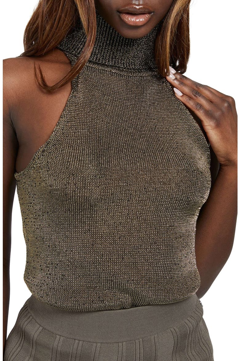 Hadria Metallic Sleeveless Turtleneck Sweater, Main, color, BLACK GOLD MULTI