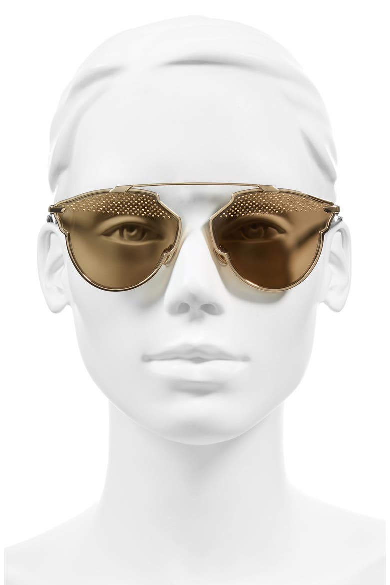 So Real Studded 59mm Brow Bar Sunglasses, Alternate, color, GOLD/ BLACK