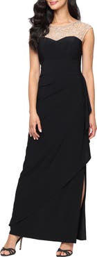 Alex Evenings Bead Detail Mixed Media Gown