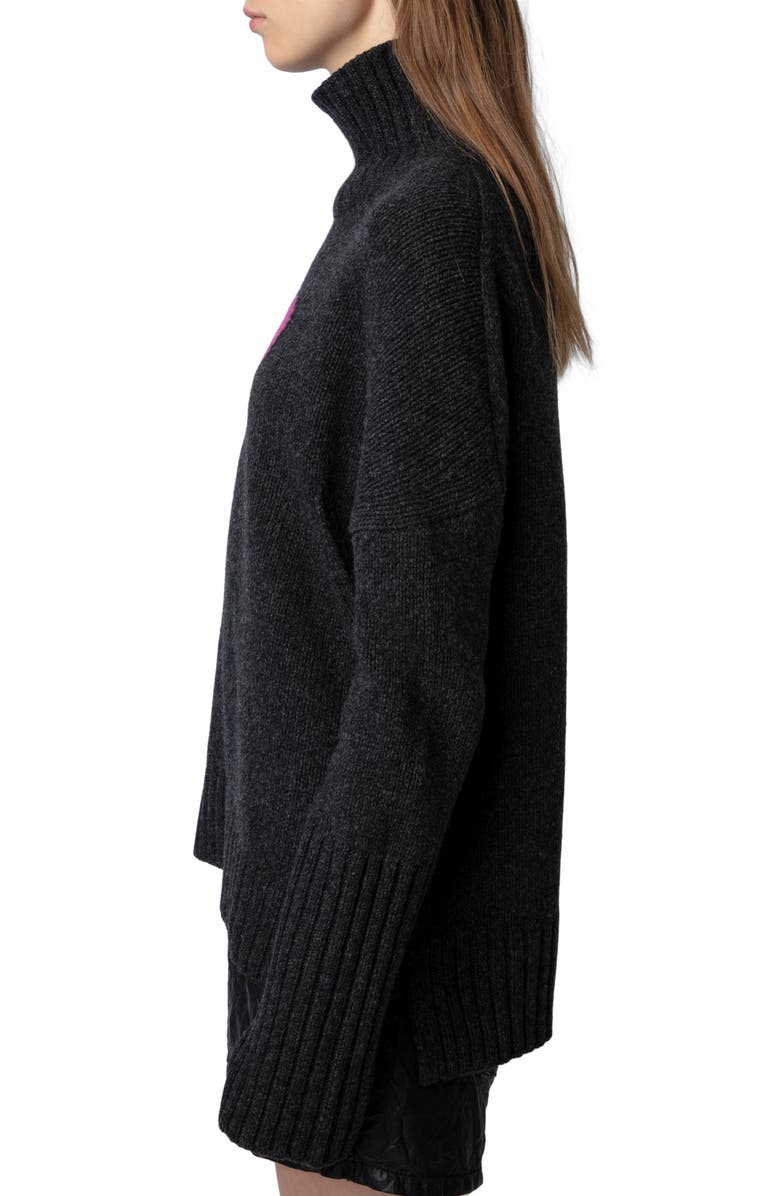 Zadig & Voltaire Alma We Heart Turtleneck Merino Wool Sweater, Alternate, color, 