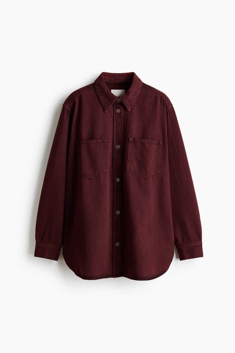 Oversized Denim Shirt, Alternate, color, Burgundy