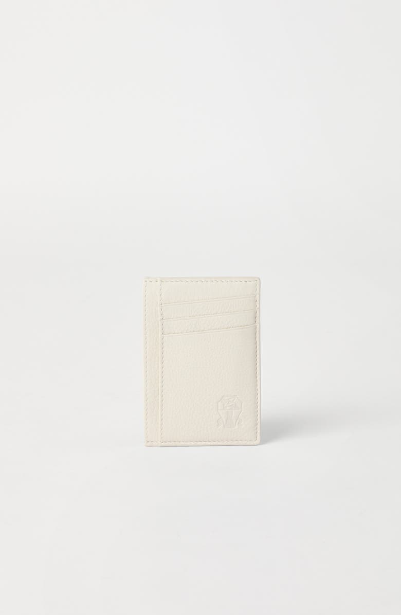 Brunello Cucinelli Calfskin card case, Alternate, color, Ivory