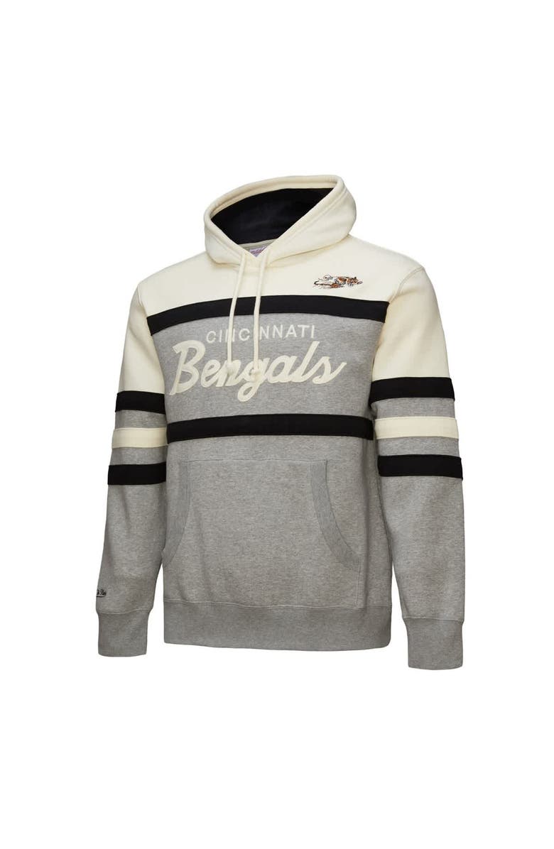 Mitchell & Ness Men's Mitchell & Ness Heather Gray Cincinnati Bengals Head Coach Vintage Logo Pullover Hoodie, Alternate, color, Heather Gray