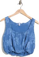 Ellen Tracy Floral Jacquard Bubble Hem Crop Tank