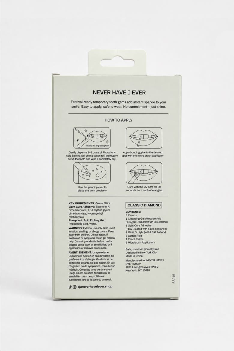 Classic Diamond Diy Tooth Gem Kit, Alternate, color, White