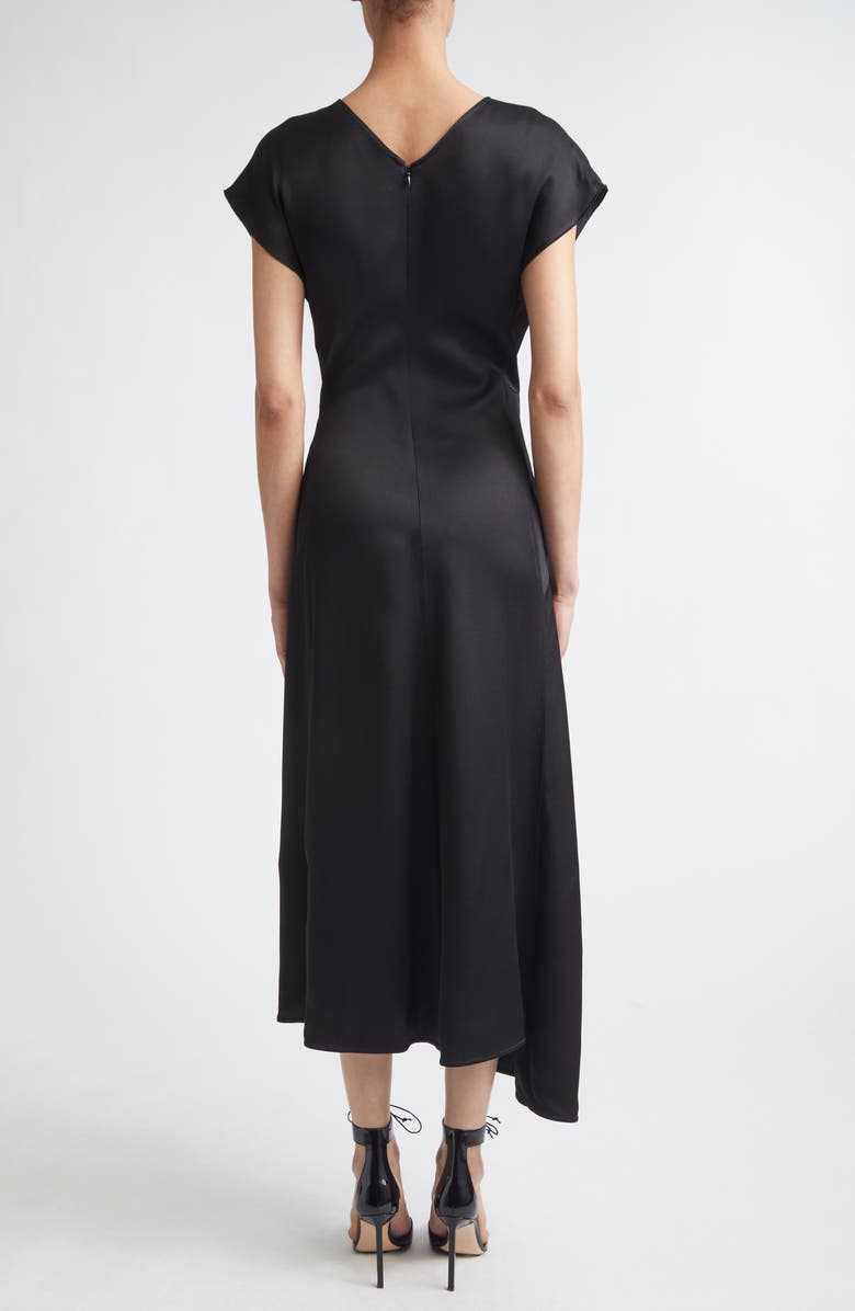 Victoria Beckham Aria Twist Waist Asymmetric Midi Dress, Alternate, color, Black