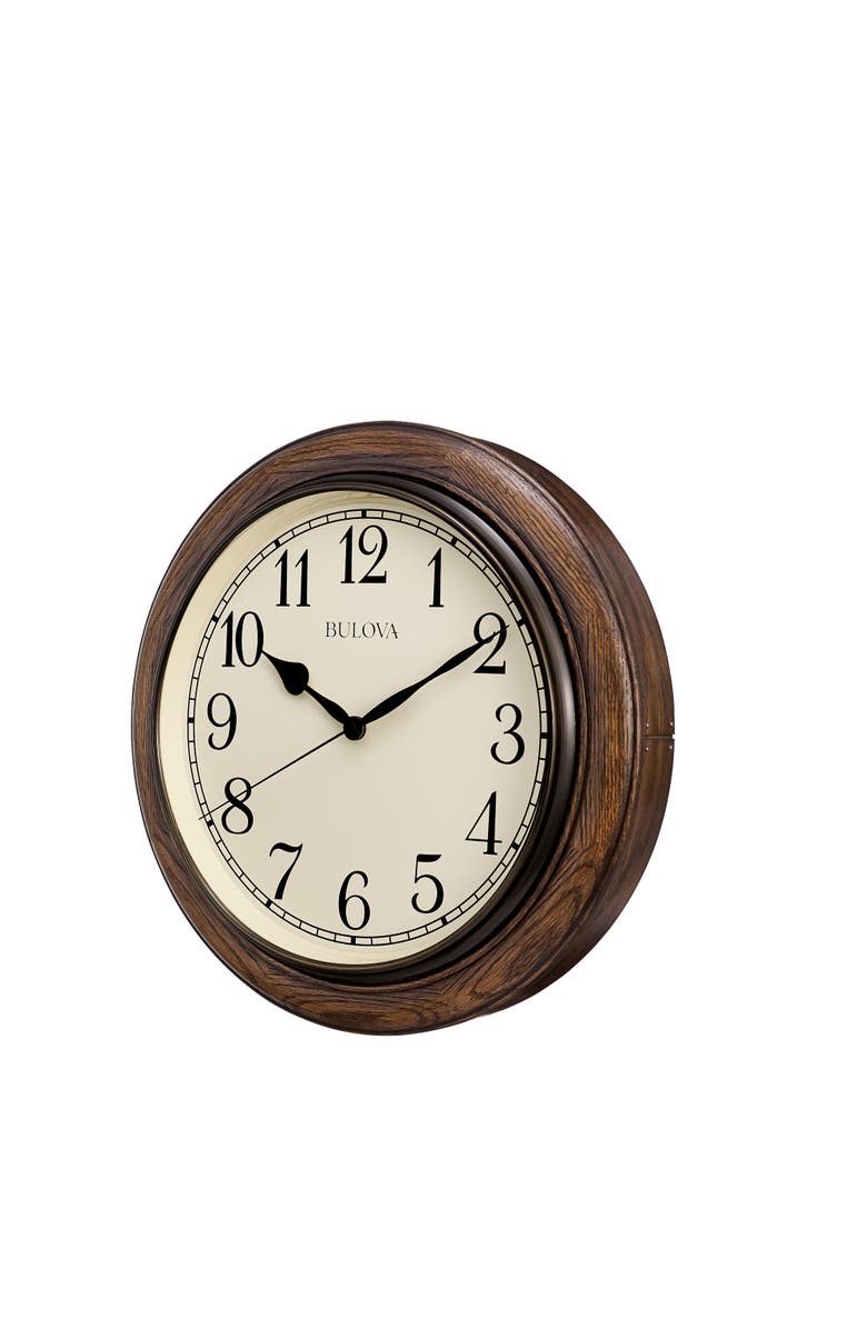 Bulova Clocks Oakbrook Wood Wall Clock, Alternate, color, Brown