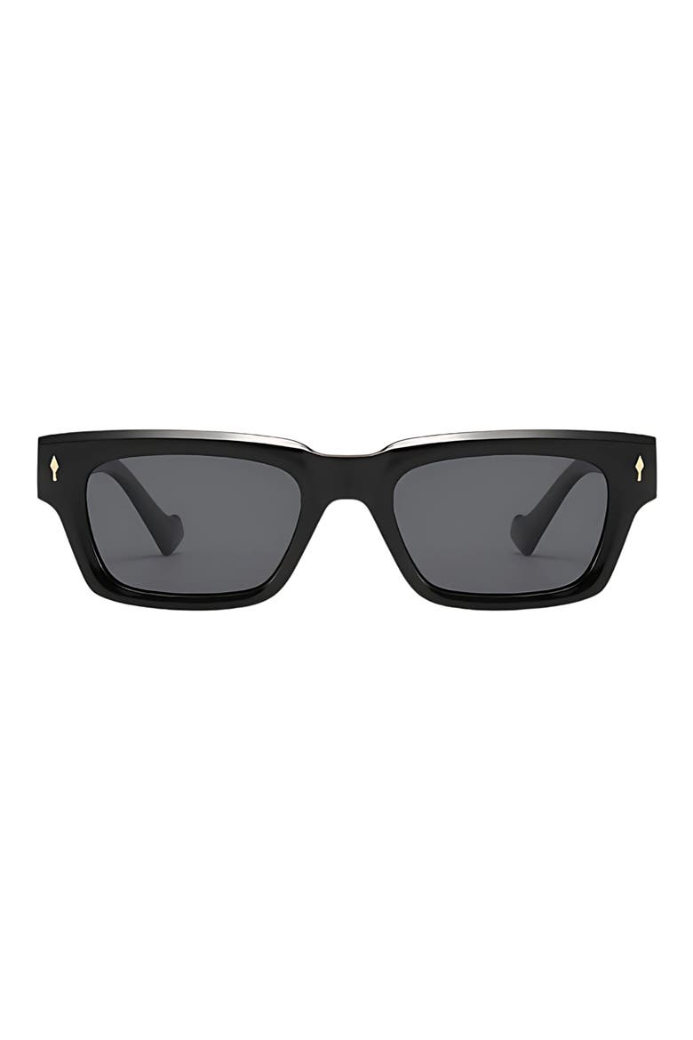 Cole 50mm Polarized Rectangular Sunglasses, Main, color, BLACK/ BLACK
