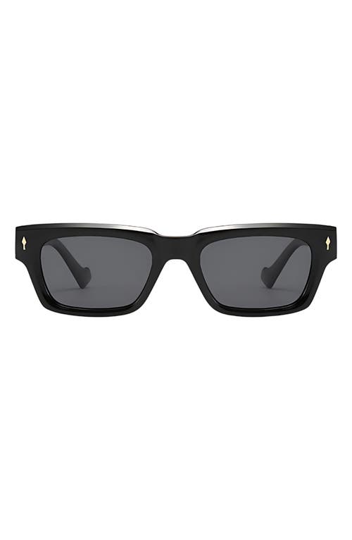Fifth & Ninth Cole 50mm Polarized Rectangular Sunglasses In Black/black