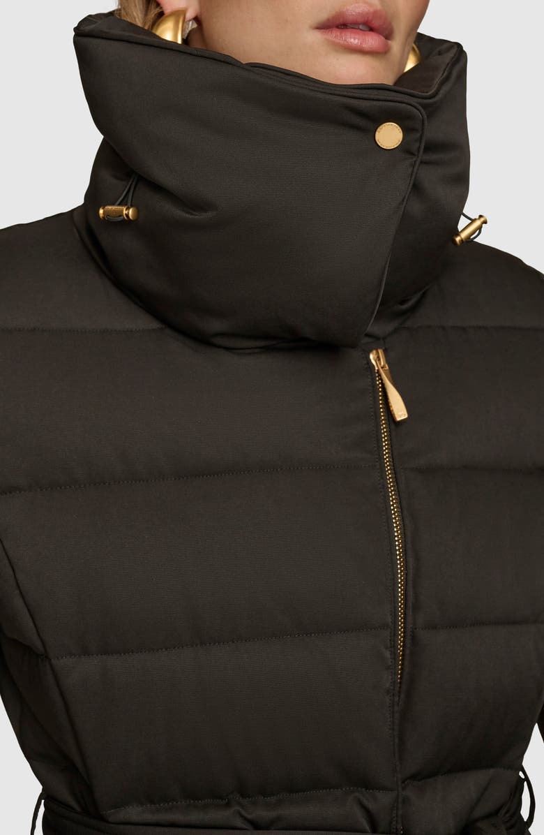 Donna Karan New York Water Resistant Belted Puffer Coat, Alternate, color, Black