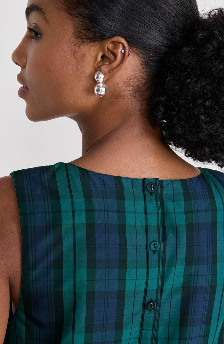 vineyard vines Jody Plaid Sleeveless Ruffle Hem Dress, Alternate, color, Yuletide Blackwatch