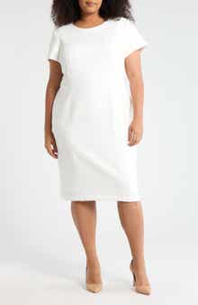 Calvin Klein Short Sleeve Scuba Knit Sheath Dress