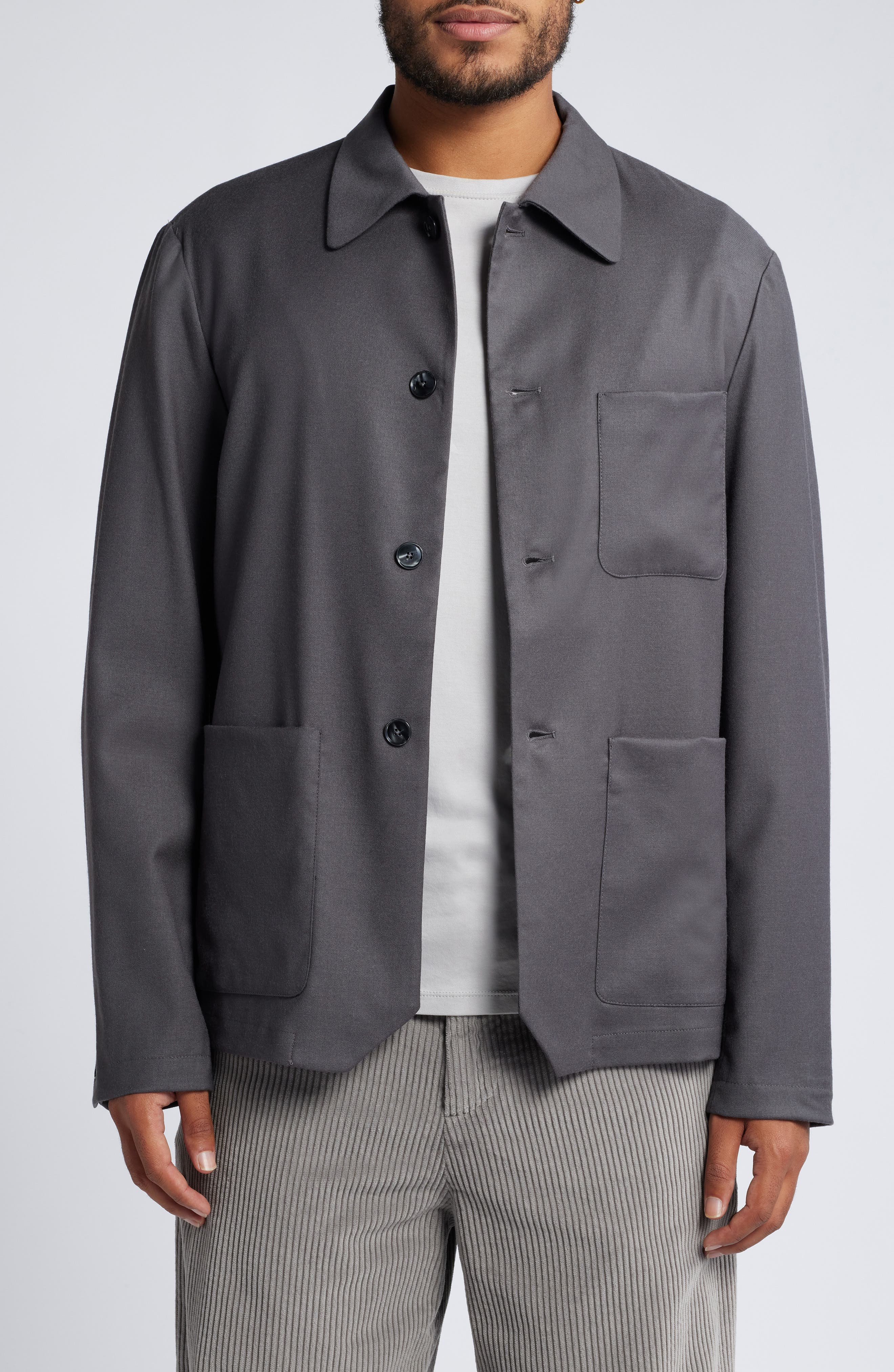 Barena Venezia Visal Stretch Wool Overshirt in Malva 