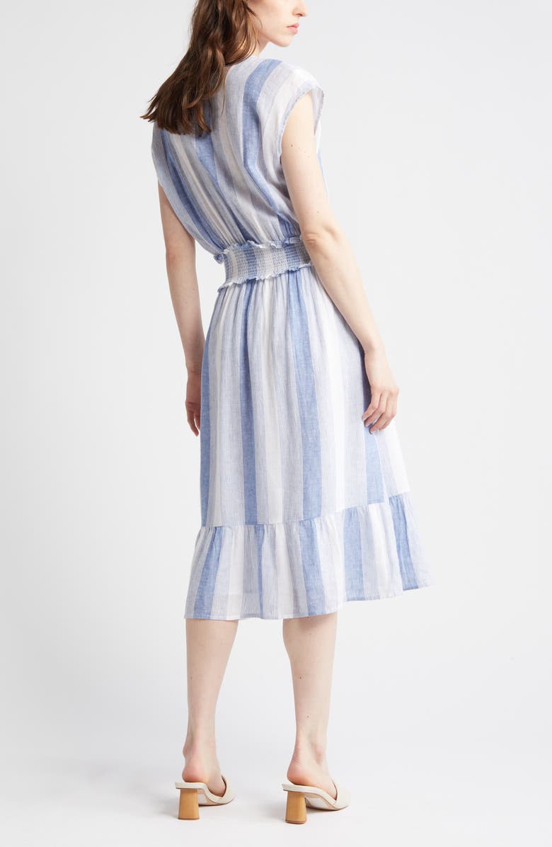 Rails Ashlyn Stripe Smocked Waist Linen Blend Dress, Alternate, color, Nevis Stripe