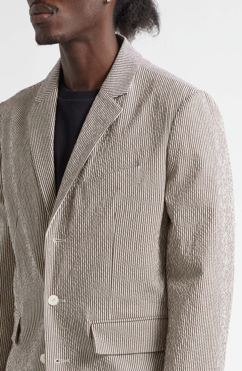 Bode Café Stripe Cotton Stretch Seersucker Sport Coat, Alternate, color, Brown White