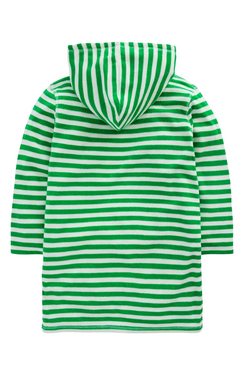 Mini Boden Kids' Mara Stripe Seahorse Appliqué Terry Cloth Cover-Up Hoodie, Alternate, color, 