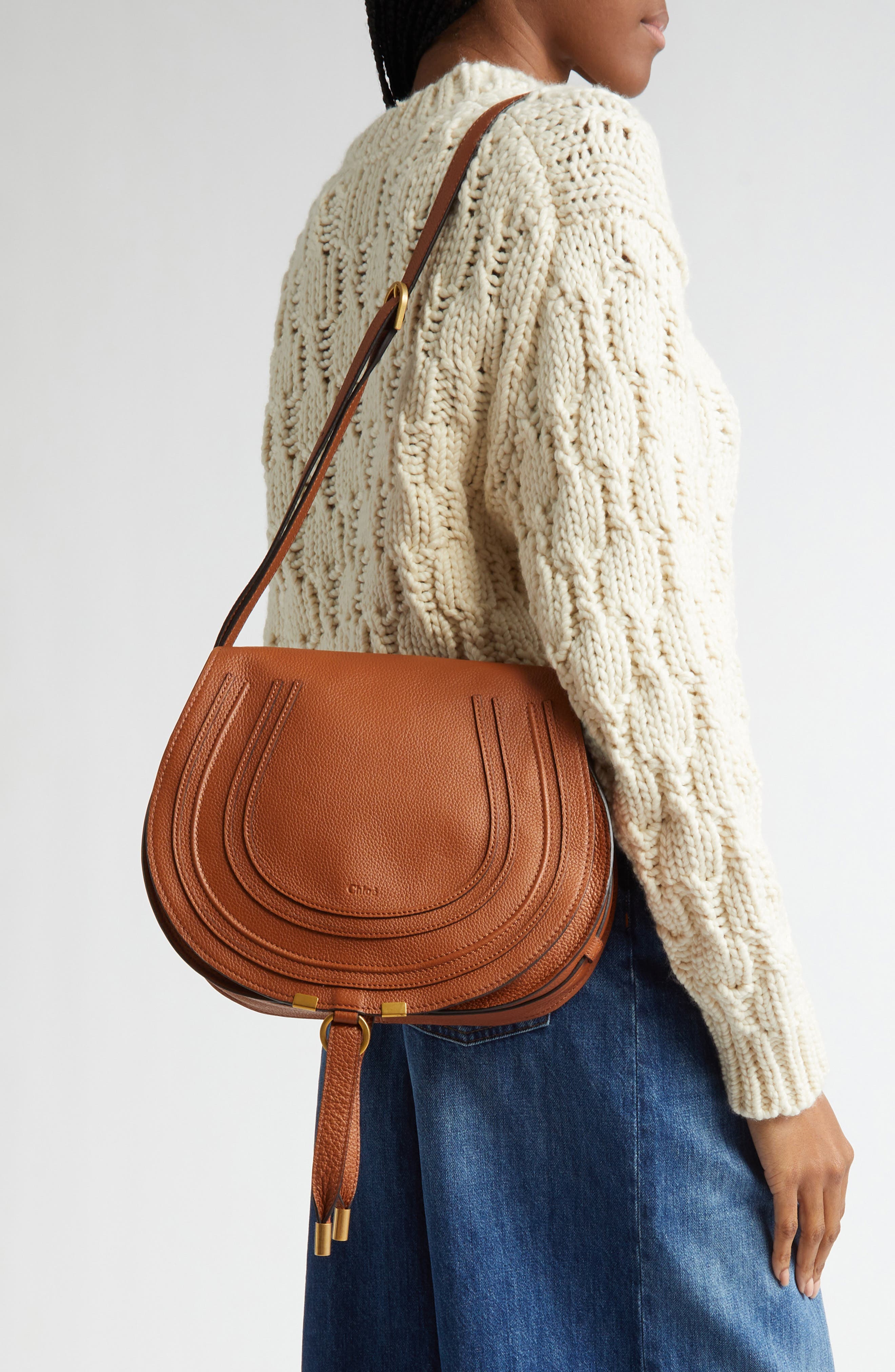 Chloé Medium Marcie Leather Crossbody Bag, Alternate, color, Tan