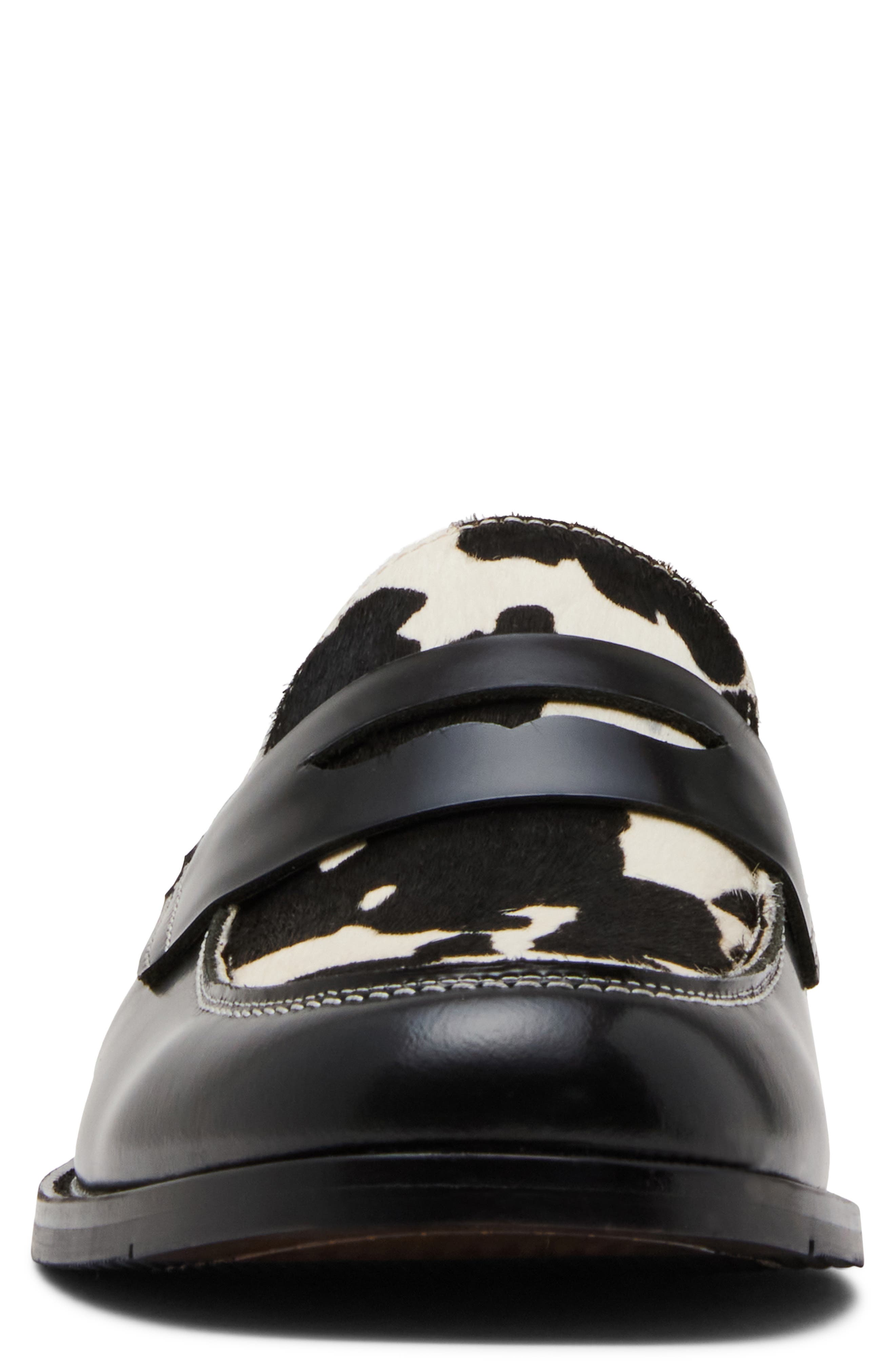 Natan Genuine Calf Hair Penny Loafer, Alternate, color, BLACK/ WHITE CALF HAIR