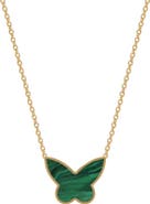 GABI RIELLE Malachite Inlay Butterfly Pendant Necklace