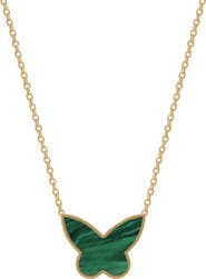 GABI RIELLE Malachite Inlay Butterfly Pendant Necklace