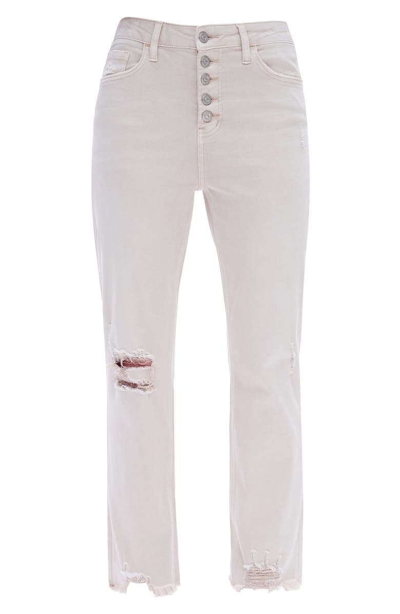 Bayeas High Waist Ripped Chew Hem Straight Leg Jeans, Alternate, color, Oyster