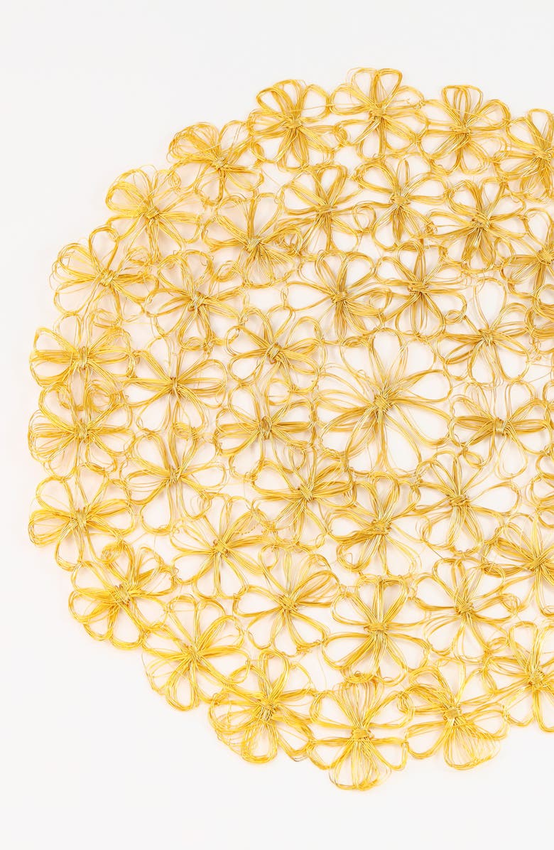 Tiramisu Petal Cluster Lace Metal Placemat, Alternate, color, Gold