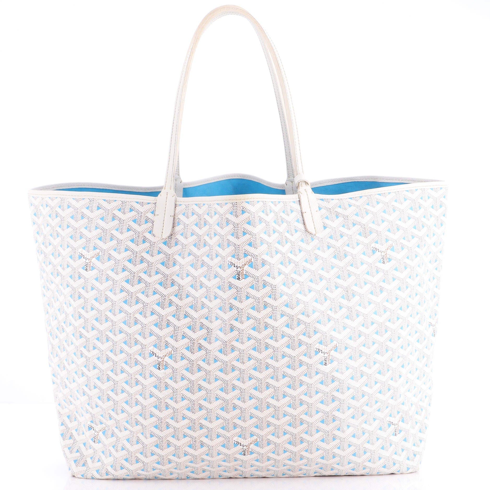 Pre-Owned Goyard Saint Louis Tote Claire Voie Coated Canvas GM, Main, color, White