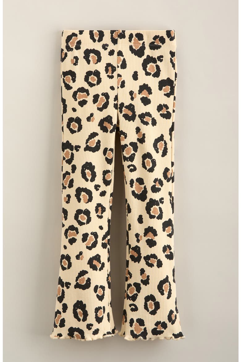 Kids' Rib Print Flare Leggings, Main, color, TAN TWINE SKETCHY LEOPARD