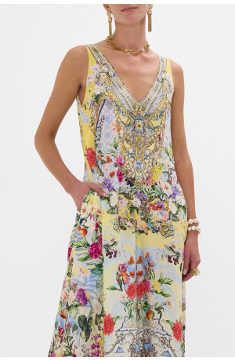 Camilla V Neck Flared Jumpsuit Flor Fantastica, Alternate, color, 