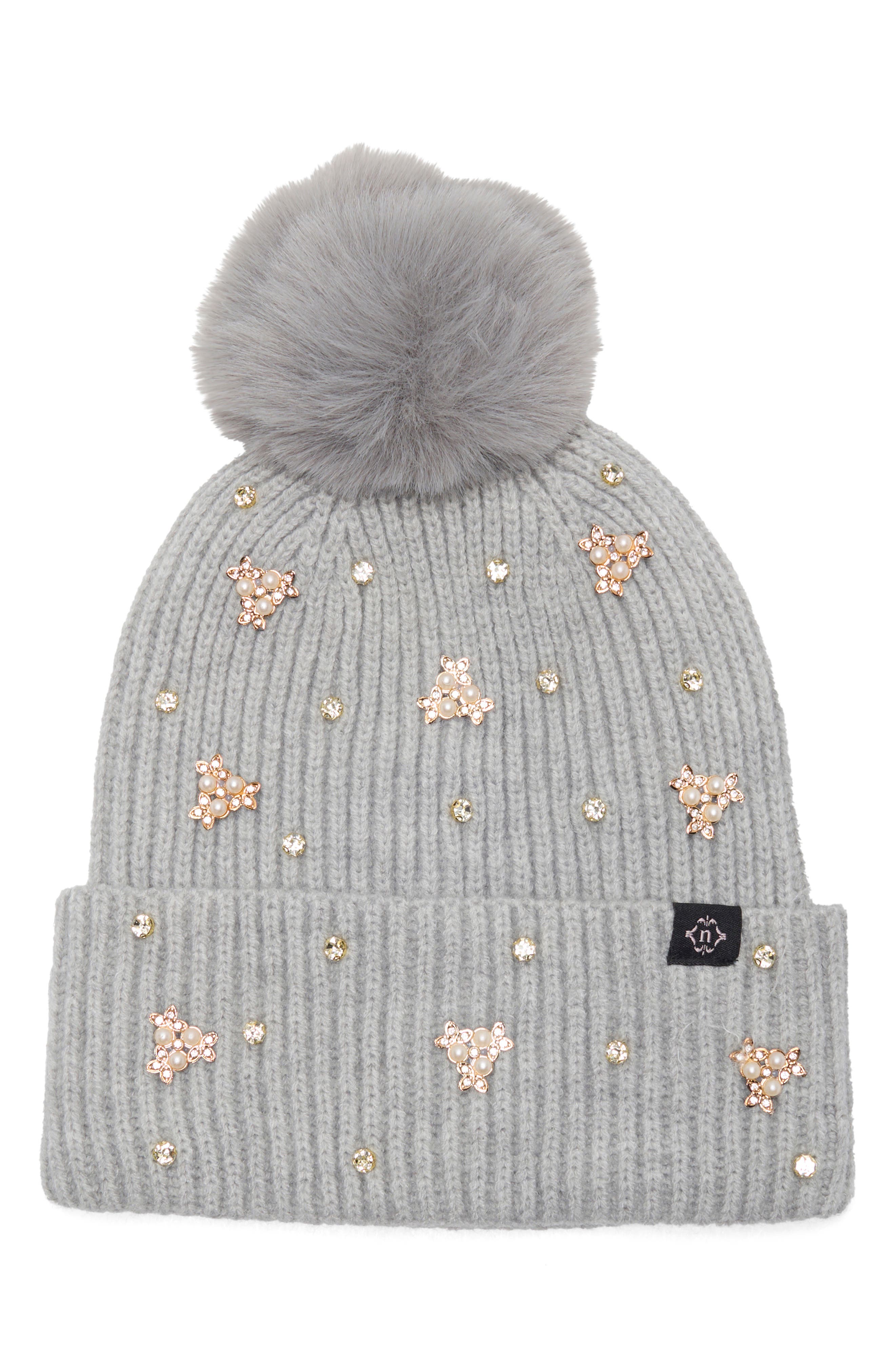 Mixed Metallic Pom Beanie