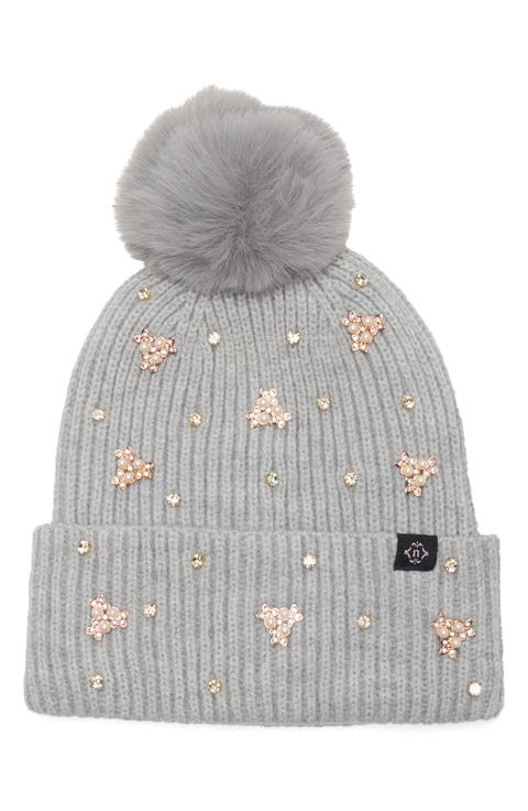 Mixed Metallic Pom Beanie