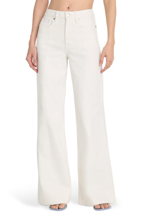 Good Waist High Waist Wide Leg Palazzo Jeans (Cotton White)