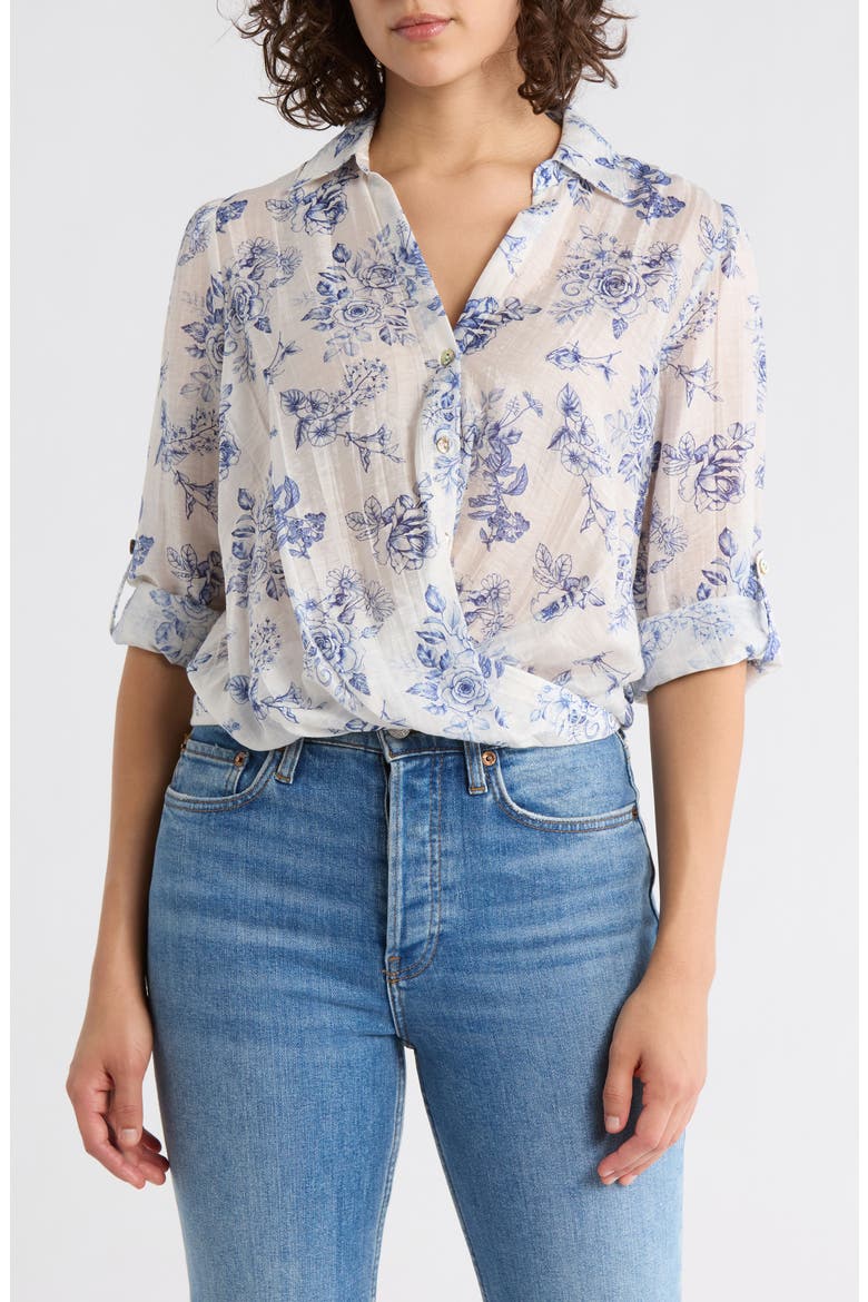 Print Woven Top, Main, color, BLUE