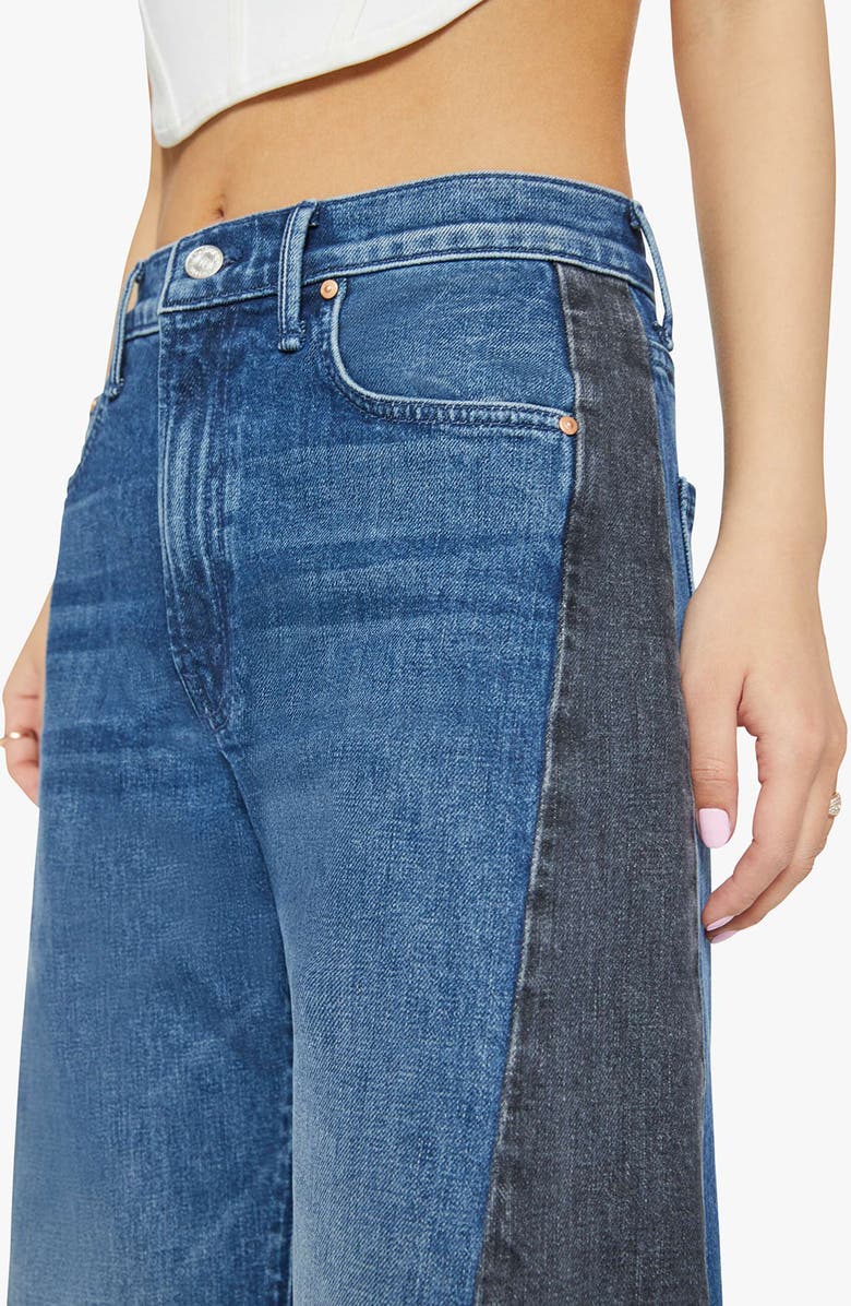 MOTHER Lil Half Pipe Flood High Waist Ankle Wide Leg Jeans, Alternate, color, Black And Blue