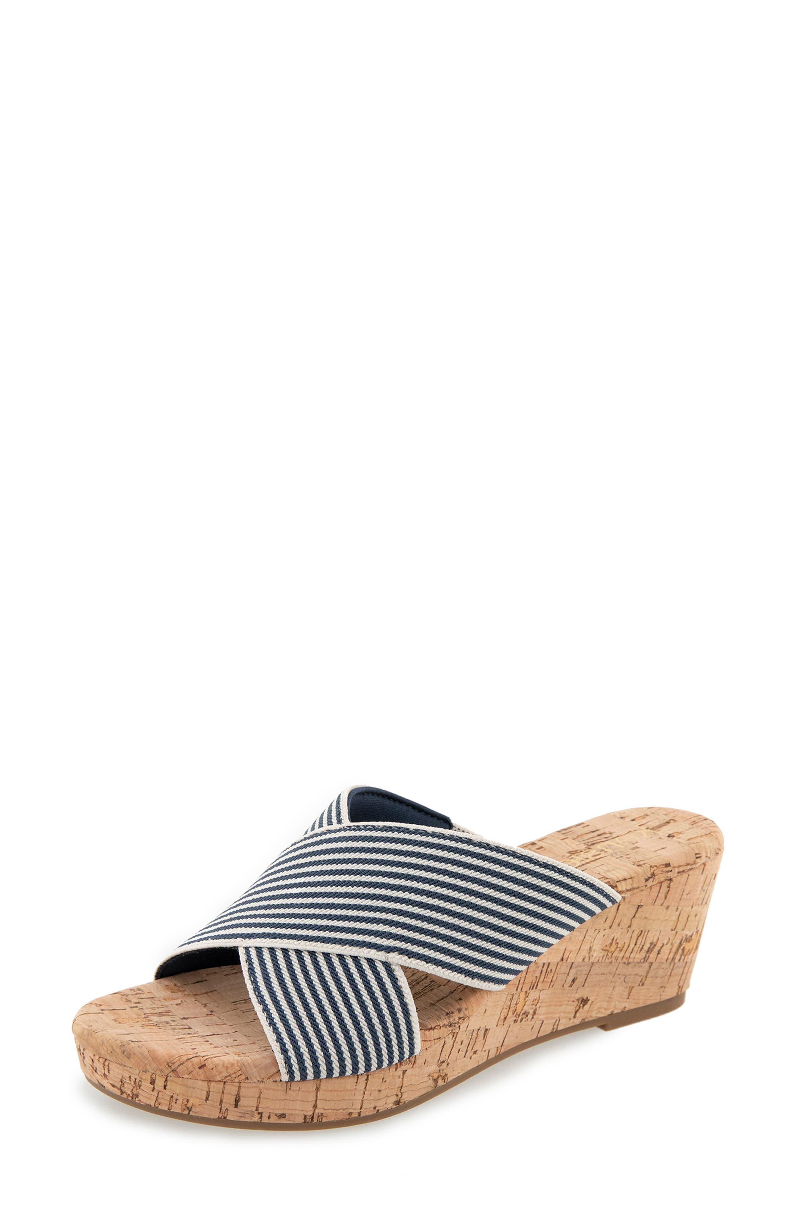 Kensie Jule Slide Sandal, Alternate, color, Navy Stripe